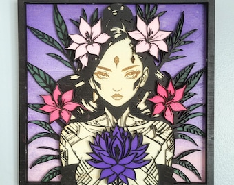 Ozra - Layered Laser Cut Wall Art, 3D Mandala Shadow Box, Floral Geometric Wood Decor, Multilayered Wall Hanging, Boho Home Gift Idea