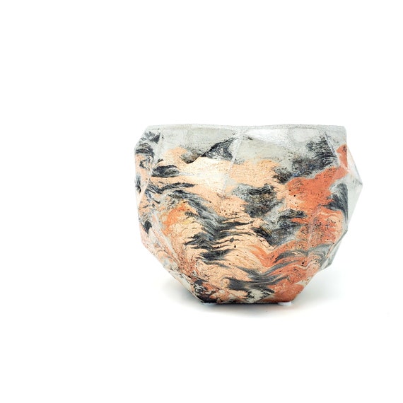 Geometric Planter From Concrete Red Rose Gold Black Multicolor Etsy