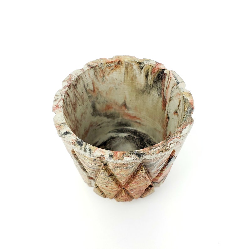 Marbled Concrete Planter Geometric Lattice Small Gold ...