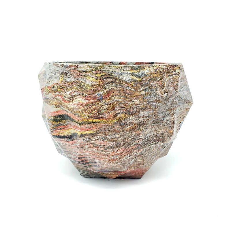 Marbled Concrete Planter Geometric Red Gold and Black Etsy