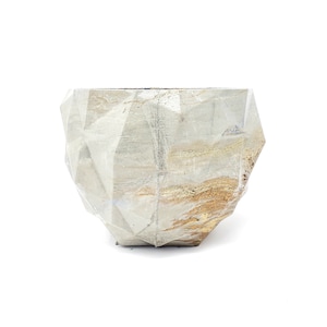 Marbled Concrete Planter Geometric Gold White and Brown Marbling Indoor / Outdoor Plant Pot image 5