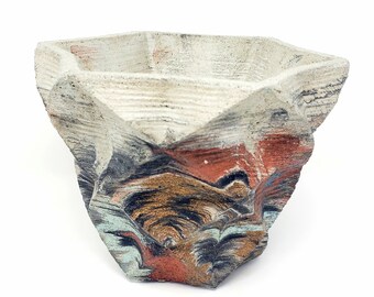 Geometric Star Planter – Marbled Concrete Lattice Pot for Succulents & Cacti