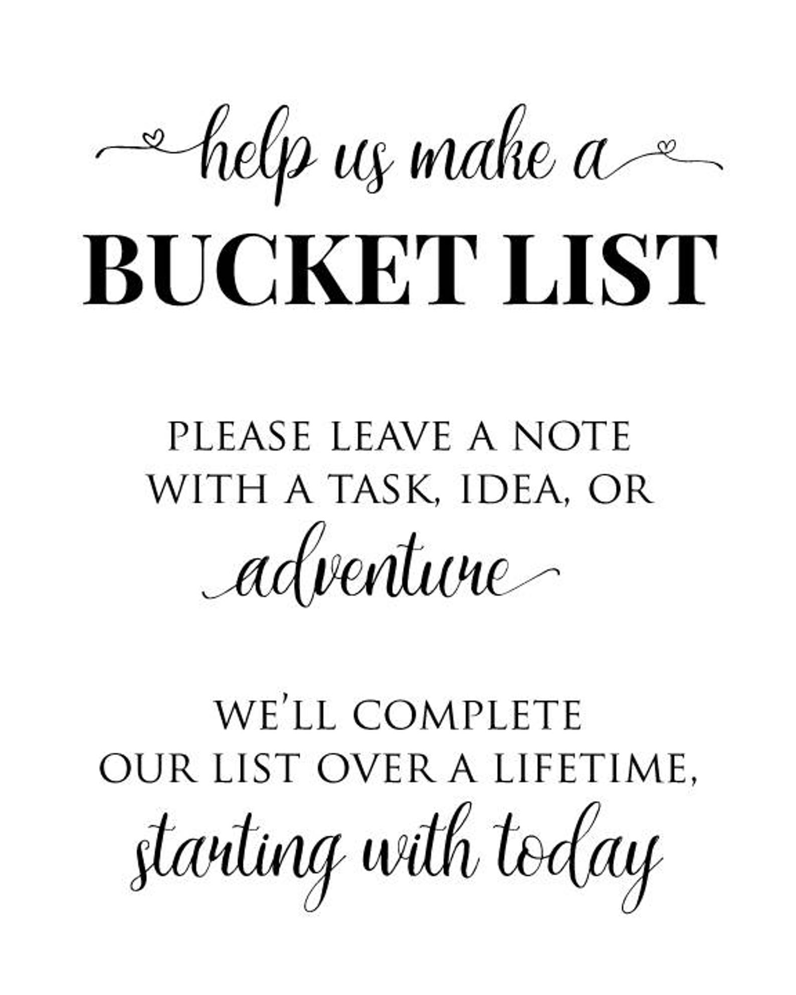 Bucket List Sign, Wedding Bucket List, Bucket List, Bucket List Wedding ...