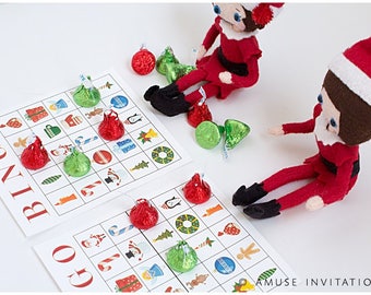 Christmas Bingo, Elf Bingo, Christmas Elf Accessories, Santa's Elf Prop, Elf Printable, Christmas Elf Ideas, Holiday Elf Kit, Easy Elf Ideas