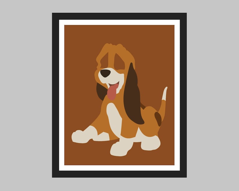 Copper Fox and the Hound Minimalist Art Prints Disney Wall Etsy