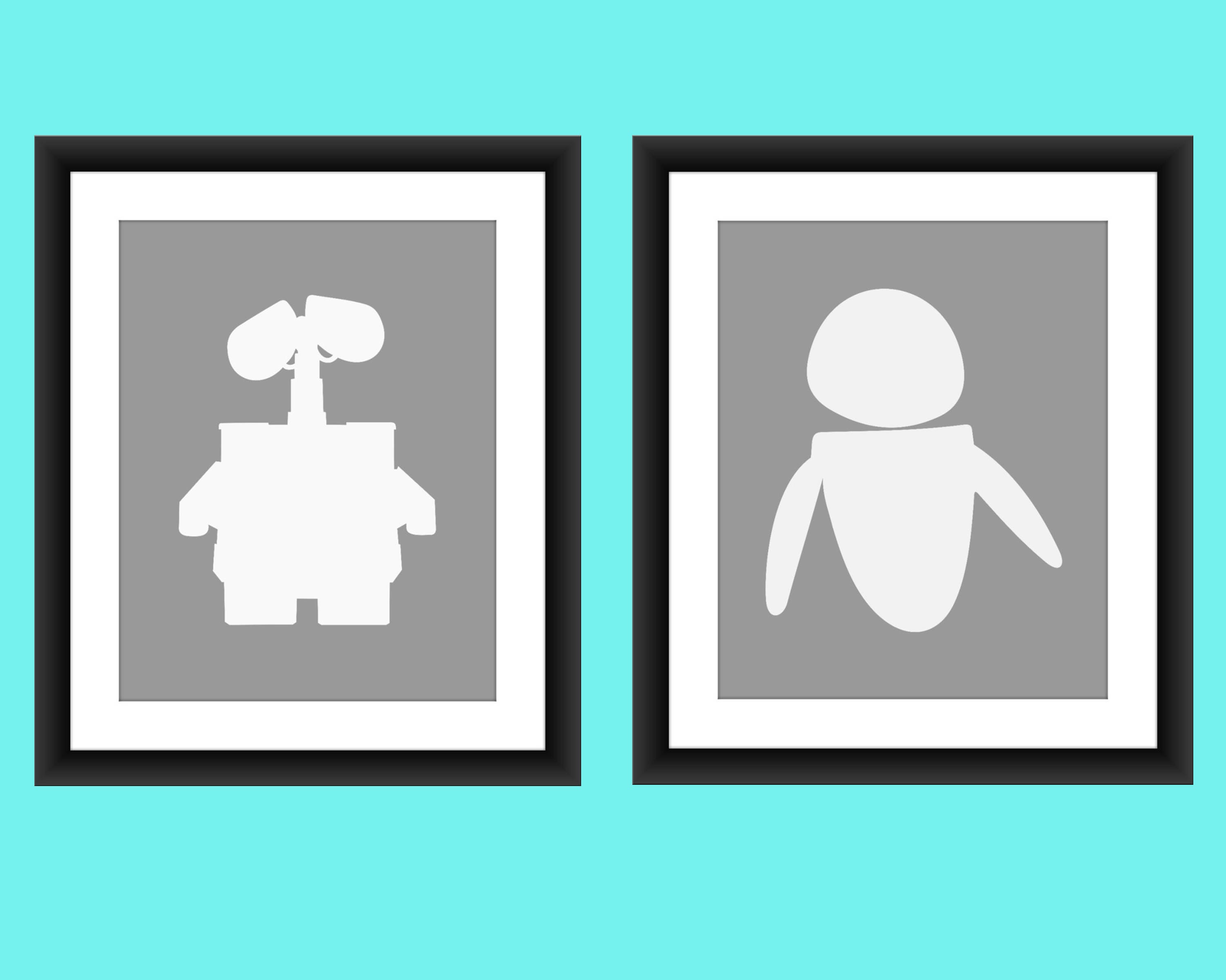 WALL-E and EVE Silhouettes Minimalist Art Prints Disney - Etsy Canada