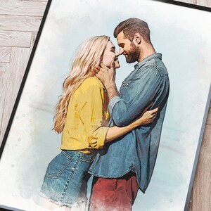 First Anniversary Gift for Him, Paper Anniversary Gift for Him, Cotton Anniversary Gift, Couples Portrait