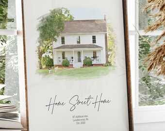 House Portrait Watercolor, Housewarming Gift, Custom House Portrait, New Home Gift, Personalized Gift, Home Portrait, Painting from Photo