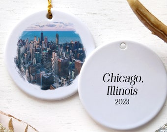 Chicago Ornament 2023, Chicago Skyline, Christmas Ornament, Souvenir, Travel Ornament, Holiday Ornament, Holiday Decor