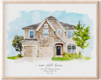 New Home Gift, Housewarming Gift, House Portrait, House Illustration, Watercolor Painting, House Painting from Photo, Custom, Personalized