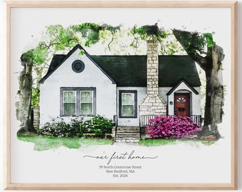 Custom House Portrait, Cotton Anniversary Gift for Him, 2nd Anniversary Gift for Husband, Cotton Anniversary Gift for Her