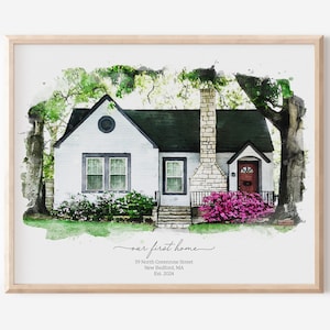 Custom House Portrait, Cotton Anniversary Gift for Him, 2nd Anniversary Gift for Husband, Cotton Anniversary Gift for Her