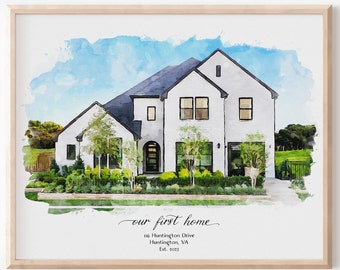 Housewarming Gift, Watercolor Painting, House Portrait, Personalized Gift, New Home Gift, House Illustration, Home Decor