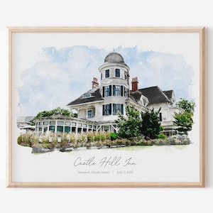 Wedding Illustration of Venue, the Perfect Cotton Anniversary Gift for Him