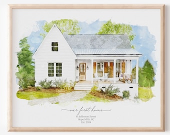 Custom House Portrait, Realtor Closing Gift, Housewarming Gift, First Home Gift, Portrait from Photo