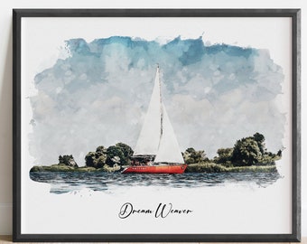 Custom Boat Portrait | Sailing Boat Art | Custom Boat Drawing | Boat Art | Gift for Him