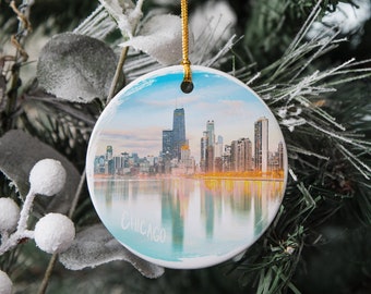 Chicago Ornament, Chicago Skyline, Christmas Ornament, Souvenir, Travel Ornament, Holiday Ornament, Holiday Decor