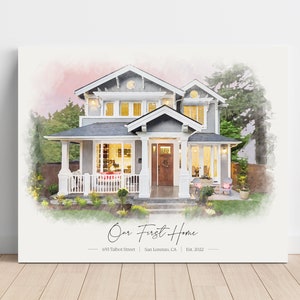 Watercolor House Portrait from Photo, Great First Home or Moving Away Gift, Realtor Closing Gift