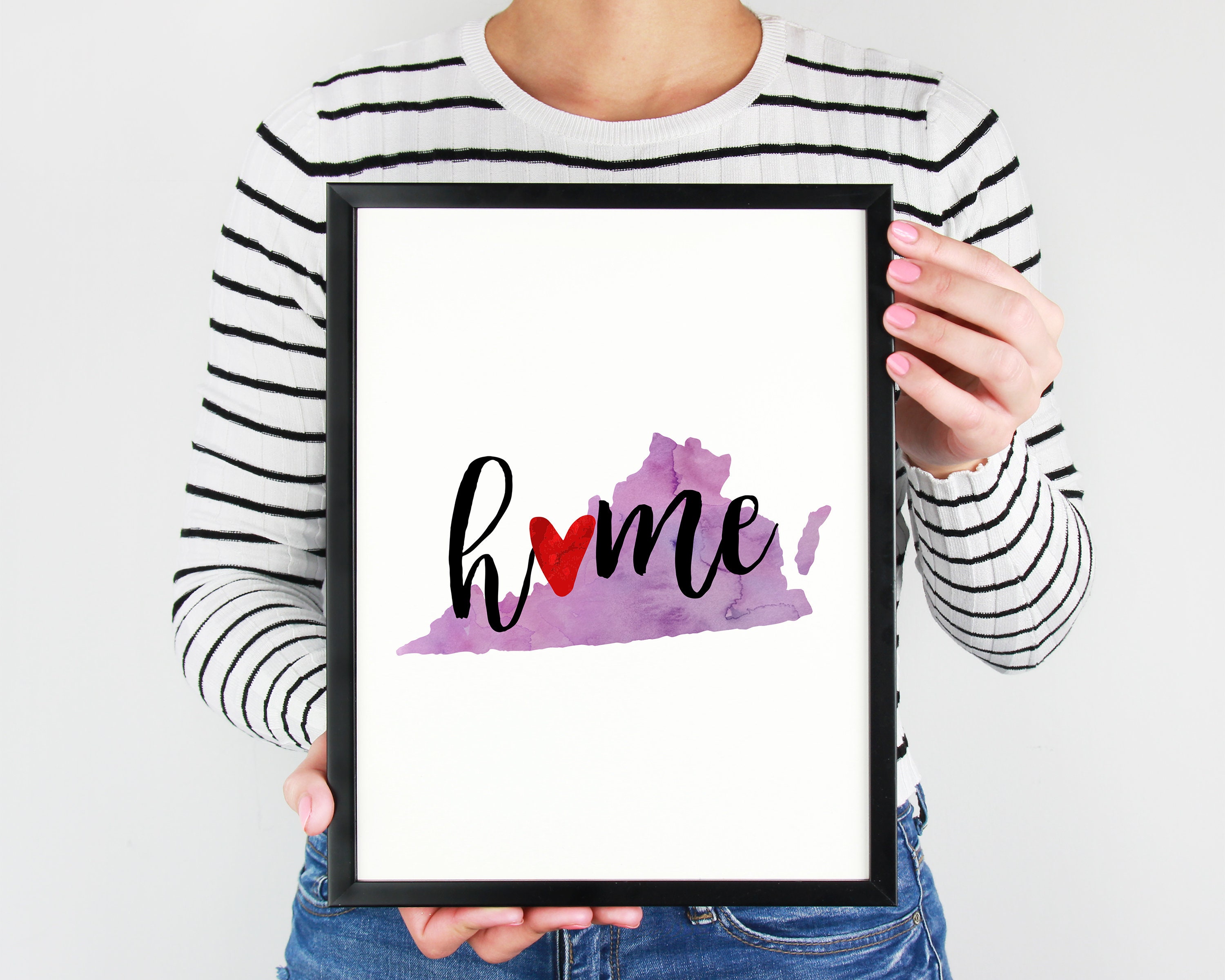 Virginia State Map Watercolor Wall Art Map Art Virginia | Etsy