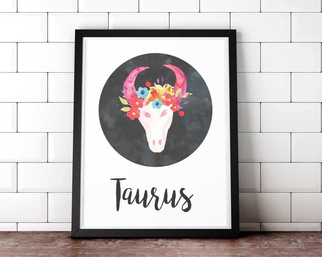 Taurus Wall Art Zodiac Gift Printable Art Taurus Print Etsy