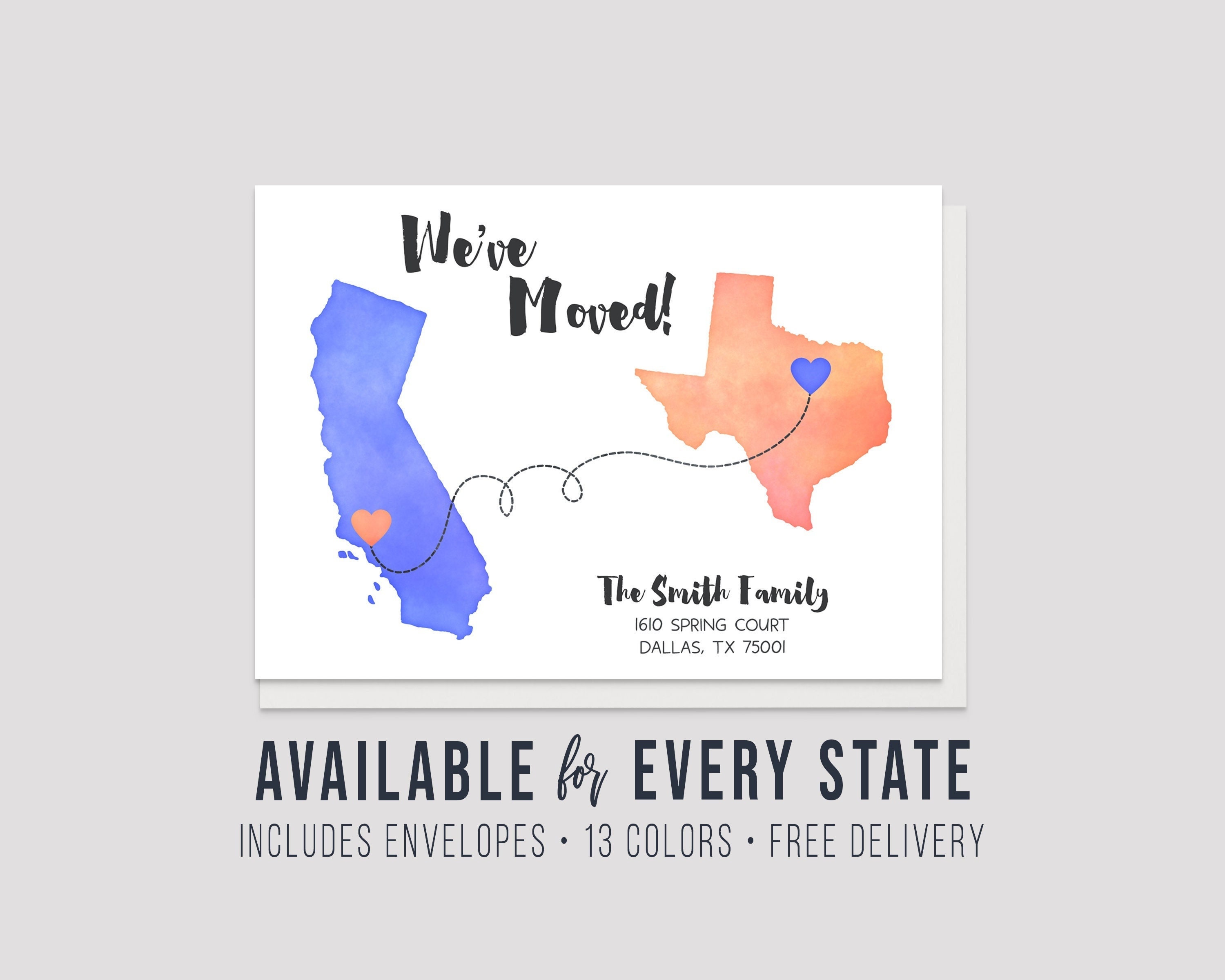 Moving Announcement, New Home, Moving, Change of Address, Watercolor, Personalized, Printable, Custom, Just Moved, Address Announcement