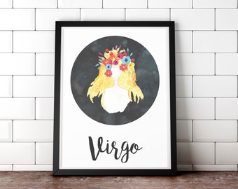 Virgo, Wall Art, Zodiac Gift, Printable Art, Virgo Print, Virgo Poster, Virgo Zodiac, Virgo Print, Astrological Sign