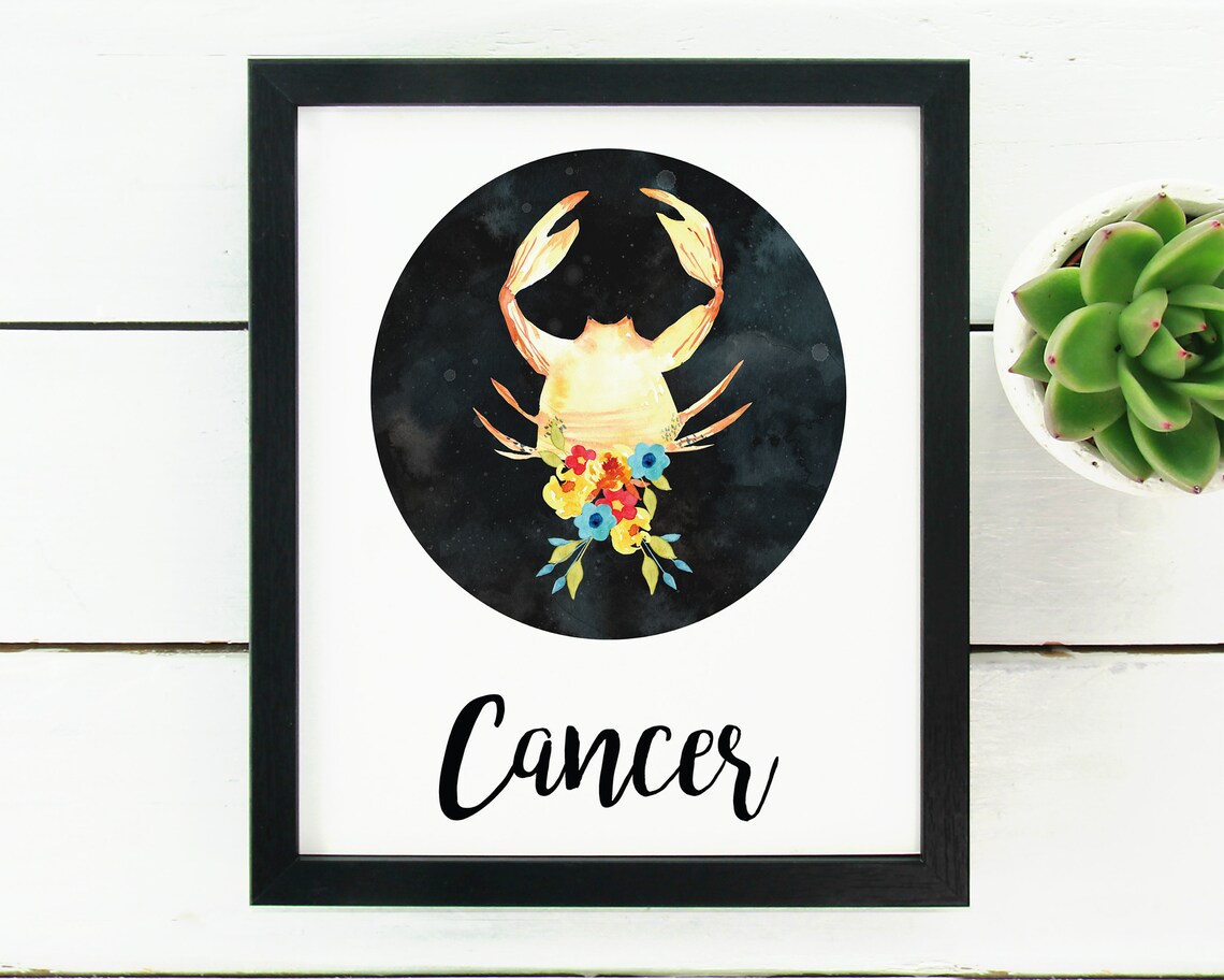 Cancer Wall Art Zodiac Gift Printable Art Zodiac Print Etsy