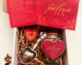 Love Potion Tea Box, Valentine’s Love Tea Anniversary Wedding Gift , Tea Lovers, Tea Witchcraft, Tea Spells, Organic Herbal Loose Leaf Tea