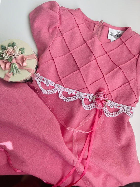 Vintage Girl's Pink Dress; 80s Girls Dresses - image 9