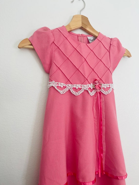 Vintage Girl's Pink Dress; 80s Girls Dresses - image 6