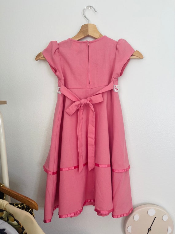 Vintage Girl's Pink Dress; 80s Girls Dresses - image 7
