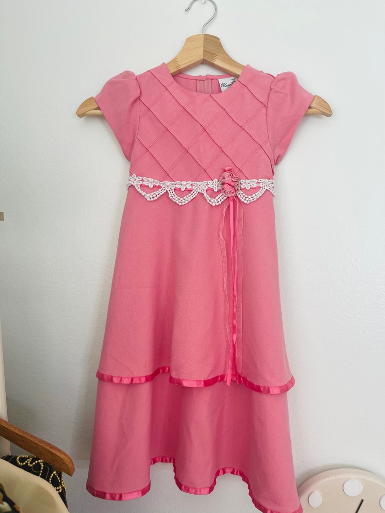 Vintage Girl's Pink Dress 80s Girls Dresses image 3