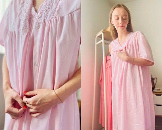 Vintage Light Pink Nightgown & Robe Set - Size Sm… - image 1