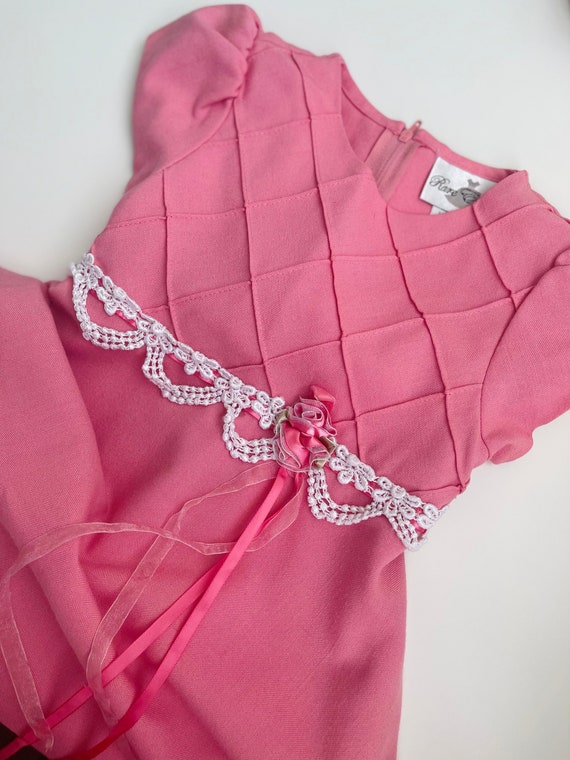 Vintage Girl's Pink Dress; 80s Girls Dresses - image 1