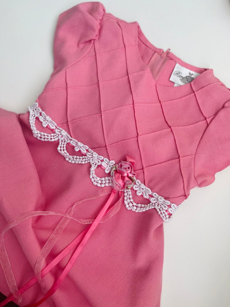 Vintage Girl's Pink Dress 80s Girls Dresses image 1