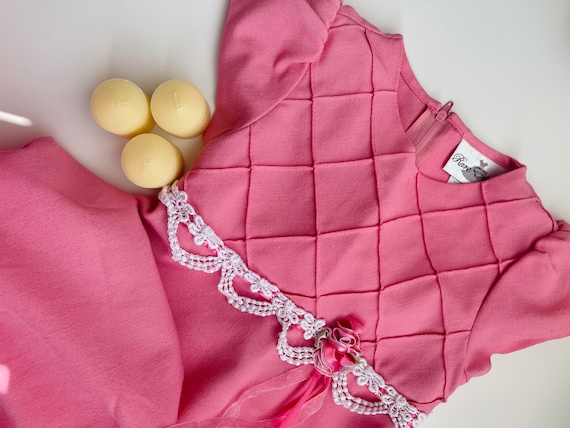 Vintage Girl's Pink Dress; 80s Girls Dresses - image 10