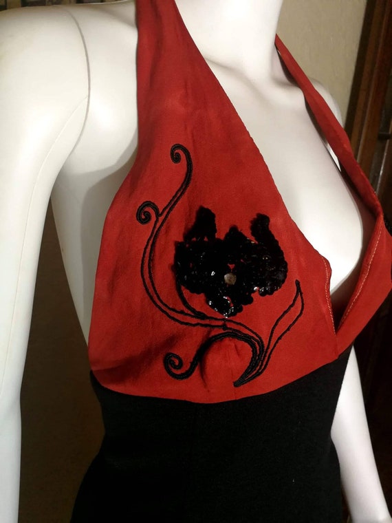 RARE/Unique Vintage Designer Red and Black Halter