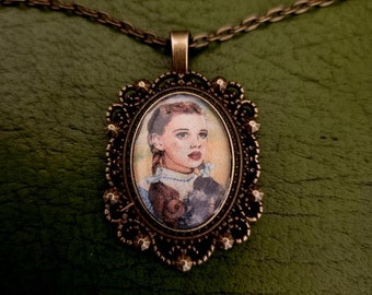 Dorothy Wizard of Oz Cameo Vintage Style Necklace Retro Bronze