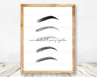 Eyebrows Salon Sign Printable: Esthetics Decor (8x10, 5x7 Digital Download)