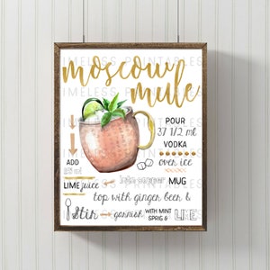 Moscow Mule Bar Sign 5x7 and 8x10 Printable Wall Decor | Etsy