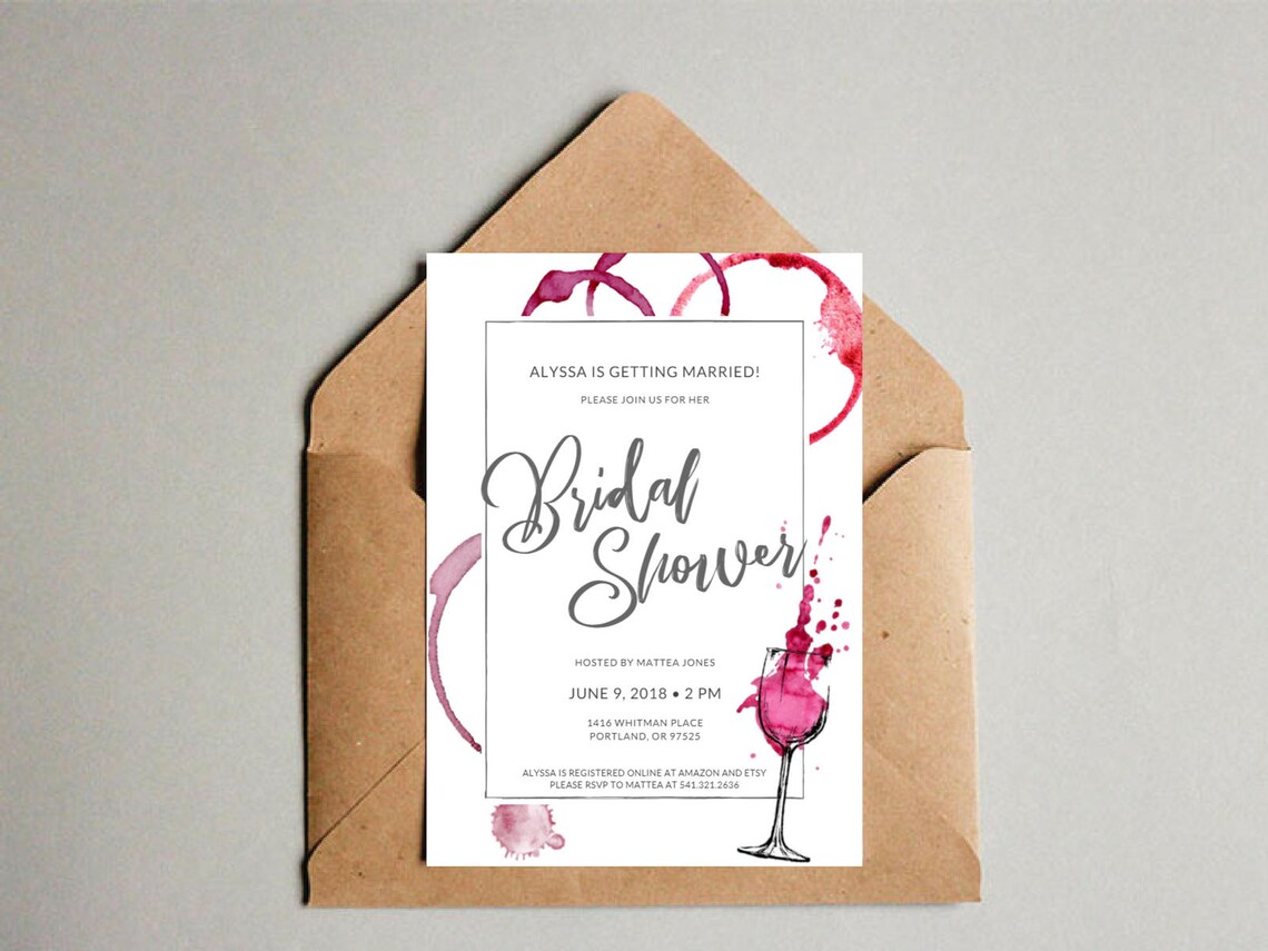 Wein Braut Dusche Einladung 5 x 7 Druck von zu Hause Etsy