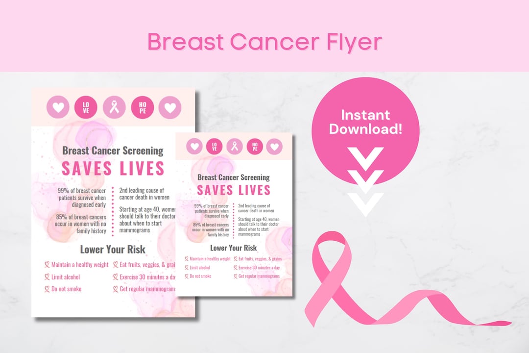 Breast Cancer Awareness Flyer: Informational Event Handout (PDF & PNG ...
