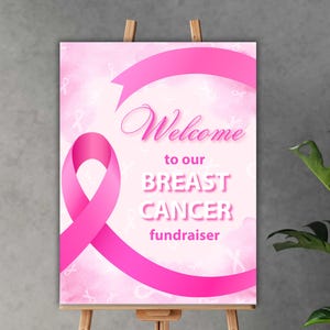 Breast Cancer Event Welcome Sign, Breast Cancer Poster Board Sign, Fundraiser Event Sign, Welcome Sign, Download and Print Yourself