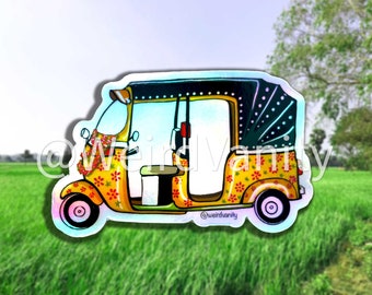 Holographic Indian Auto Rickshaw Tuk Tuk sticker - Indian auto sticker 3in sticker