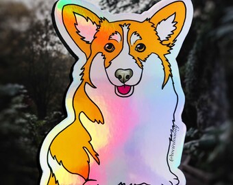 Holographic Corgi sticker - cute corgi dog sticker 3in sticker