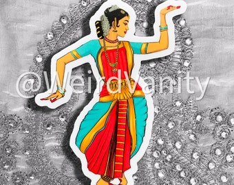 Indian dance Bharatanatyam Sticker 3 inch - Indian Art/ dance