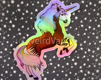 Holographic Okapi unicorn sticker - die cut sticker 3in sticker