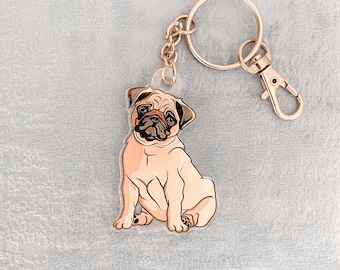 Pug Acrylic keychain 2in x 1 in