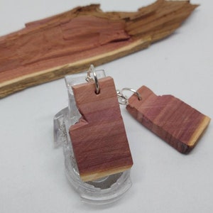 April Cedar earrings made out of real cedar wood with aromatic smell. handmade unique one of a kind. Embrace nature be natural image 2