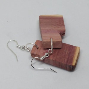 April Cedar earrings made out of real cedar wood with aromatic smell. handmade unique one of a kind. Embrace nature be natural image 1